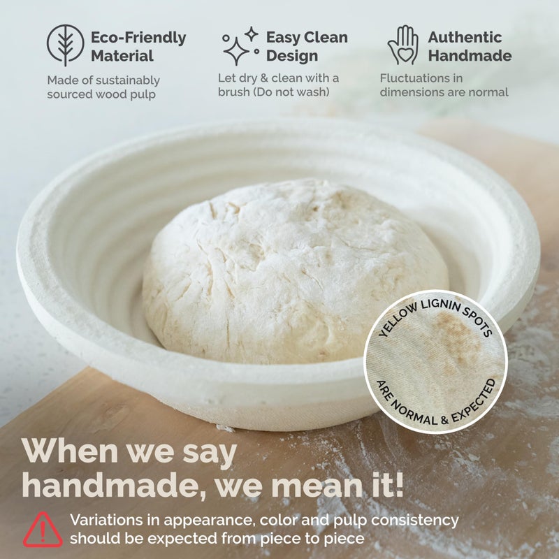 Bulka Large Round 9" 1kg Groove Banneton Bread Proofing Basket Pressed Wood Pulp, Sourdough Proofing Basket - Non-Stick Bread Proofing Bowl Sourdough Bread Baking Supplies, Made in Germany. - Image 5